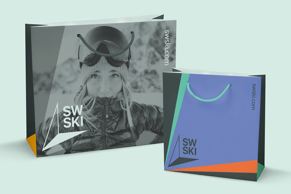 Bags with London brand identity for ski brand